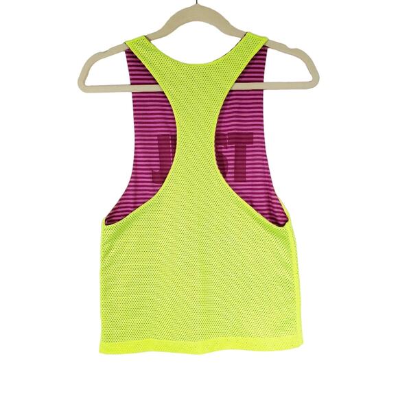 Nike Reversible Racerback Tank Athletic Top XS Pink Yellow Swoosh Graphoc - Picture 2 of 6